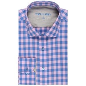 Twillory Performance Leader Gingham Long Sleeve Button Down Size 16 32-33